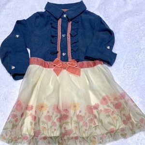 Light blue and floral pattern dress